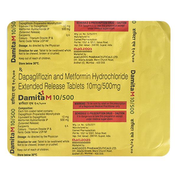DAMITA M 10/500 Tablet 15's - Diabetes-Ant