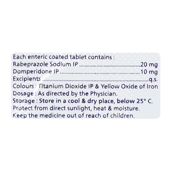 RABEPRAZ D Tablet 10's - Ulcer/Reflux/Flatulence-Aaa