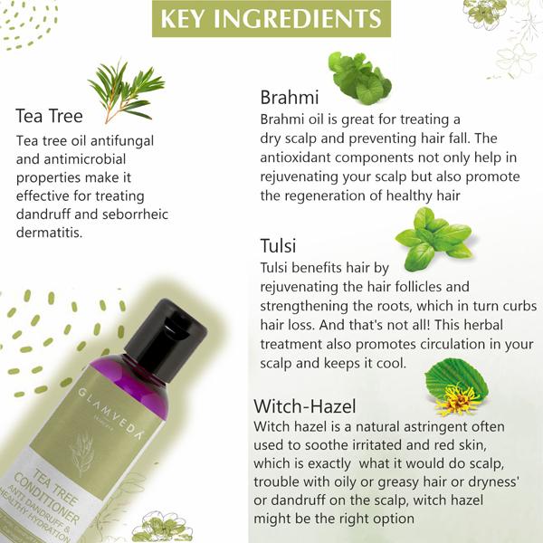 Glamveda Anti Dandruff and Healthy Hydration Tea Tree Conditioner 100 ml - Conditioners