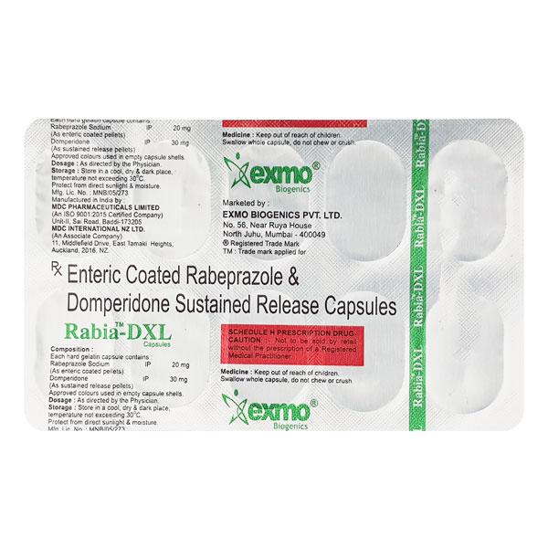 RABIA DXL Capsule 10's - Ulcer/Reflux/Flatulence-Aaa