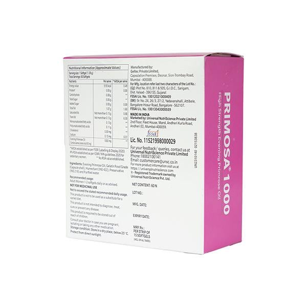 Primosa 1000 mg Capsules 15's - Nutritional Supplements