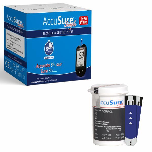 Netmeds | AccuSure Simple Gluco Test Strip 100's