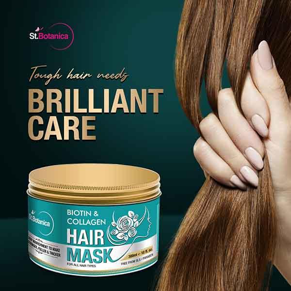 St.Botanica Biotin & Collagen Strengthening Hair Mask 300 ml - Hair Masks & Packs