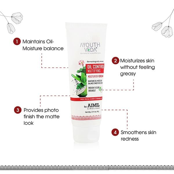 Ayouthveda Oil Control Mattifying Moisturizer Cream 60 gm - Face Creams