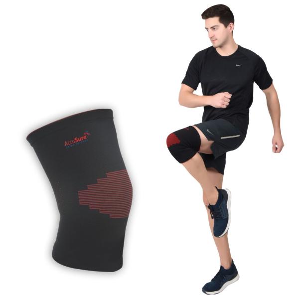 Netmeds | AccuSure Knee Brace Compression Sleeve - Black & Red (M) 1's