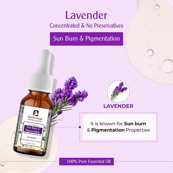 Passion Indulge LAVENDER  Essential oil  For hair gowth and sebum balancer, & stimulant 10ML - Essential Oils