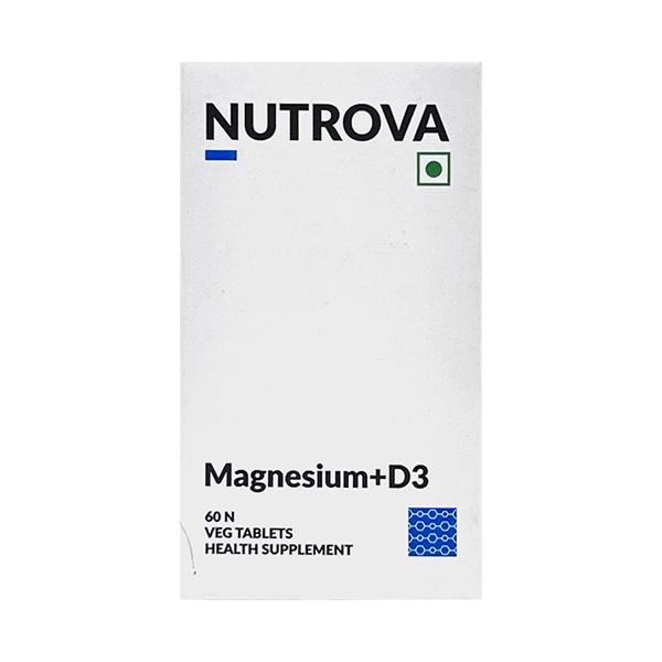 Netmeds | NUTROVA MAGNESIUM + D3 VEG Tablet 60's