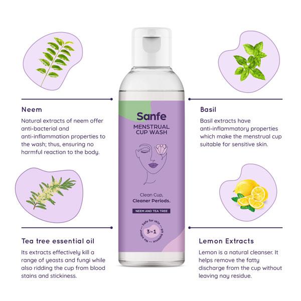 Sanfe Menstrual Cup Wash - Neem and Tea Tree 100 ml - Menstrual Cups
