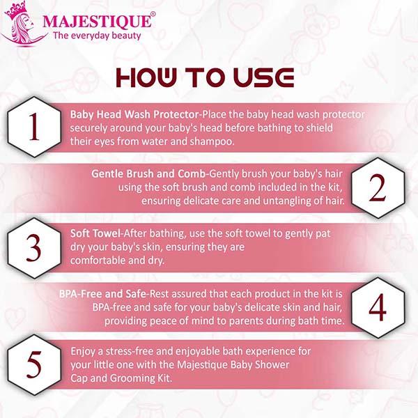 Majestique Baby Shower Cap with Baby Grooming and Care Kit, Baby Bath Accessories - 4Pcs/Multicolor 1's - Baby Grooming