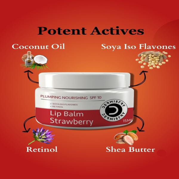 Dermistry Plumping Nourishing SPF 10 Lip Balm Strawberry 15 ml + Exfoliating Lightening Coffee Lip Scrub 15 ml - Lip Scrubs