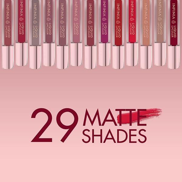 Infinia Liquid Lip Color Liquid Lipstick M 08 Long Lasting and Waterproof 5 ml - Liquid Lipsticks
