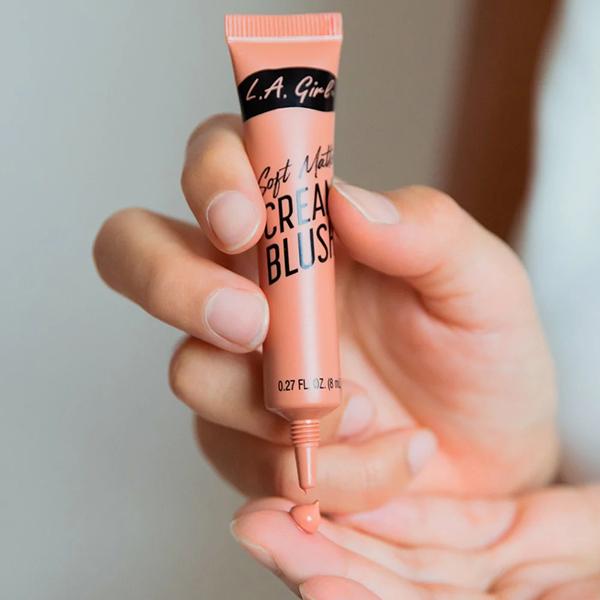 L.A.Girl Soft Matte Cream Blush with Vitamin E + Jojoba Oil Blendable Cheek + Lips Color Long Lasting Pigment - Rosebud 8ml - Blushes