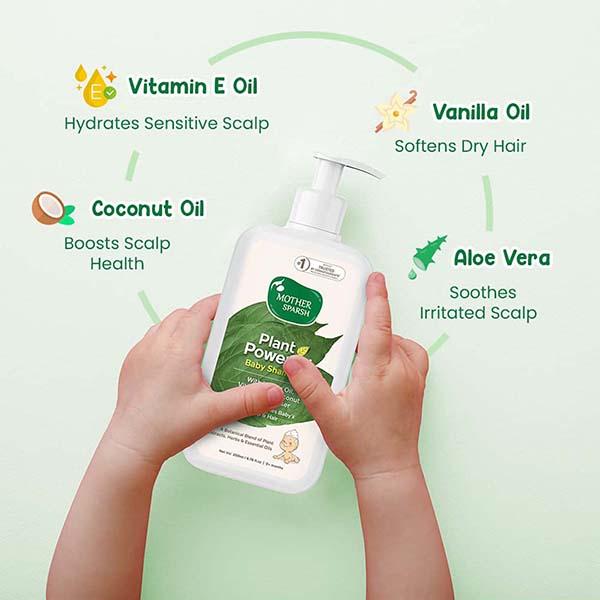 Mother Sparsh Plant Powered Natural Baby Shampoo with Aloe Vera, Vitamin E and Coconut Oil 200ml - Baby Shampoo