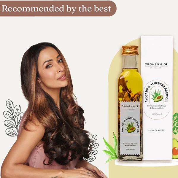 Dromen and Co Avocado and Aloevera Brew Oil Revitalises Dry, Frizzy and Damaged Hair 250 ml - Hair Oils