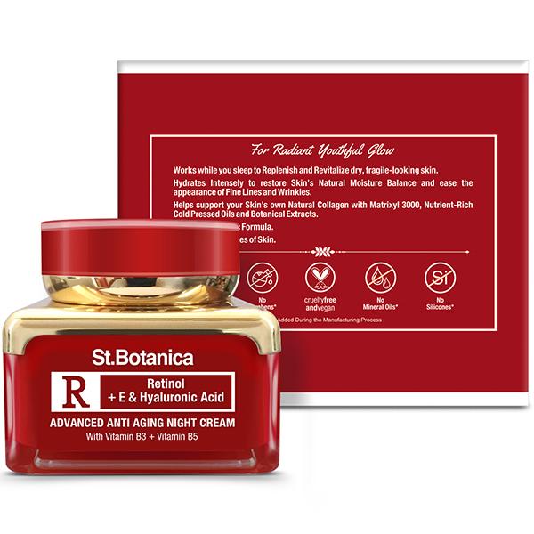 Stbotanica Retinol Advanced Anti Aging Night Cream - With Retinol, Vitamin C & Botanical Extracts 50 gm - Night Cream