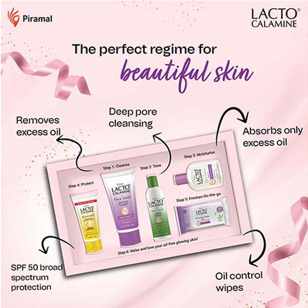 Lacto Calamine Gift Box, Face Wash, Face Lotion, Sunscreen, Facial Wipes, Toner, Oil Free Radiance 850 gm - Makeup Kits & Sets