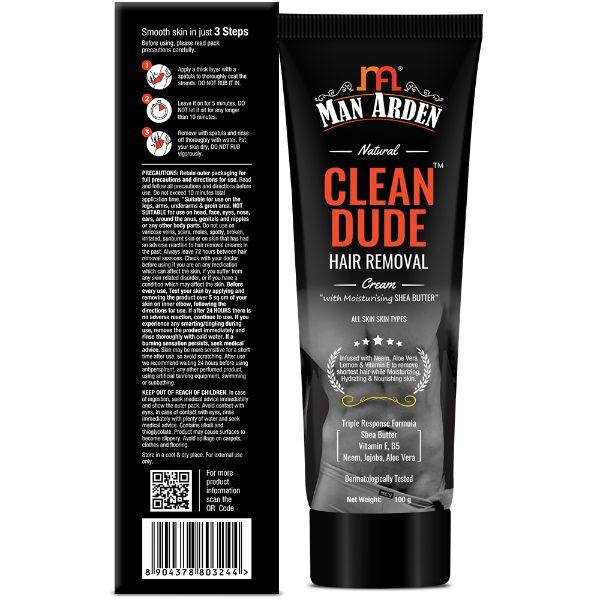 Man Arden Clean Dude Hair Removal Cream - Shea Butter (Pack of 2 x 100 gm) 1's - Shaving & Hair Removal