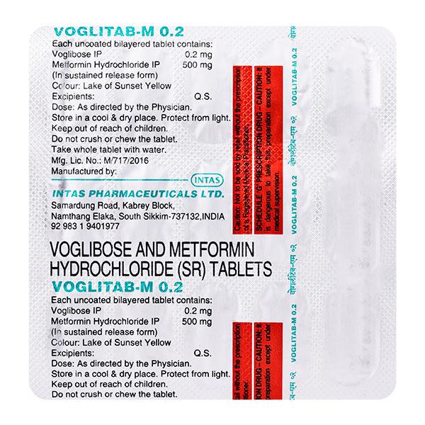 Voglitab M 0.2mg Tablet 15'S - Diabetes-Ant