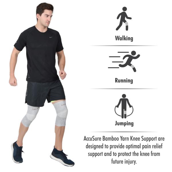 AccuSure Orthopedic Pain Relief Bamboo Yarn Knee Cap - Gray (xL) 1's - Knee/Leg Supports