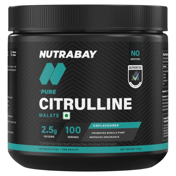 Netmeds | Nutrabay Pure Citrulline Malate Amino Acid Powder - Unflavoured 250 gm
