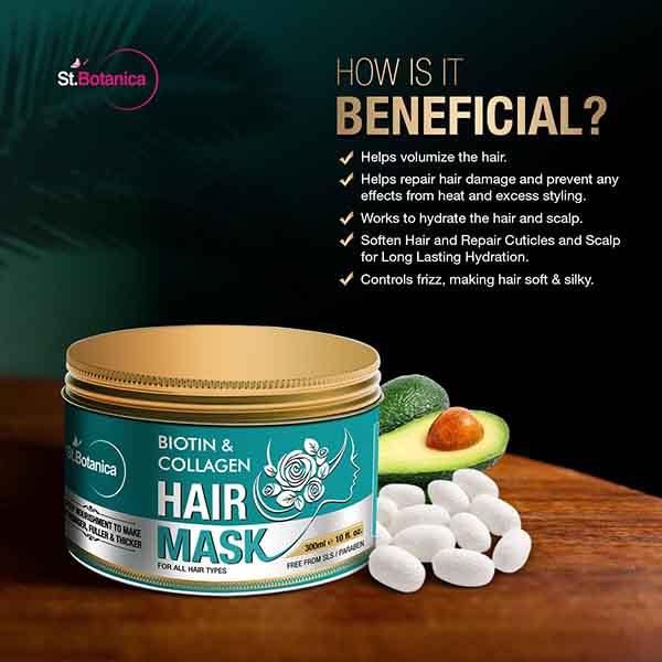 St.Botanica Biotin & Collagen Strengthening Hair Mask 300 ml - Hair Masks & Packs