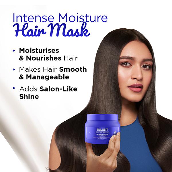 Bblunt Intense Moisture Hair Mask with Jojoba Oil and Vitamin E for Nourished and Shiny Hair 250 gm - Hair Masks & Packs