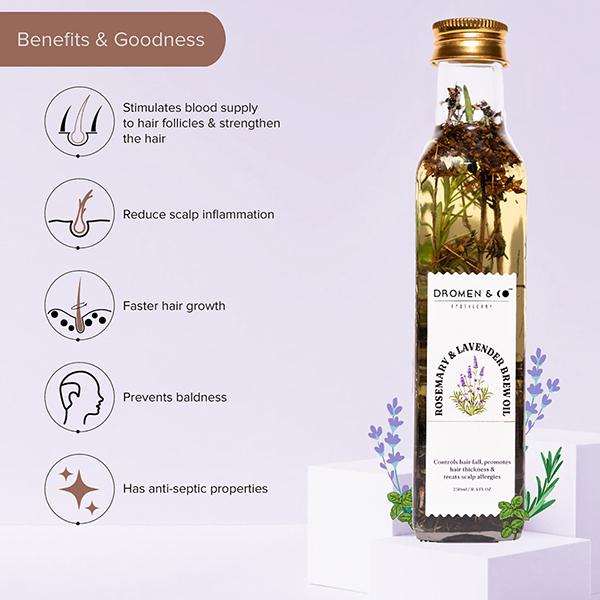 Dromen & Co Rosemary & Lavender Brew Oil Hair Growth Reduces frizz & breakage 250 ml - Hair Oils