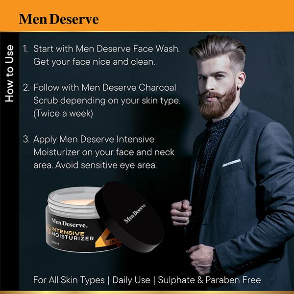 Men Deserve Intensive Moisturizer with SPF 25 for Whitening, Anti Pollution and Dark Spot Reduction 50 gm - Face Moisturizers