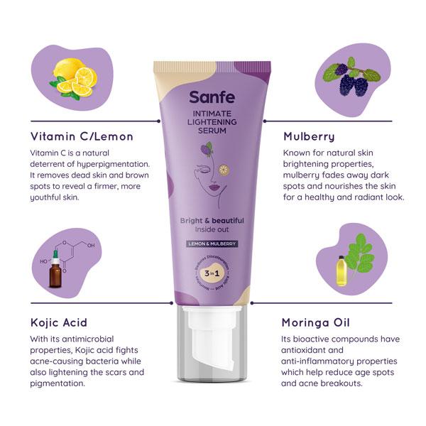 Sanfe Intimate Lightening Serum - Lemon & Mulberry 50 gm - Intimate Care