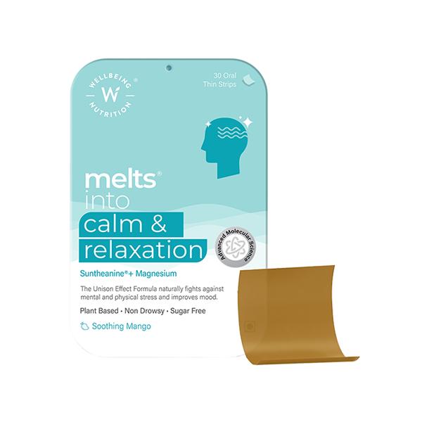 Netmeds | Wellbeing Nutrition Melts Calm and Relaxation Suntheanine L-theanine, Magnesium and Chamomile (30 Strips)