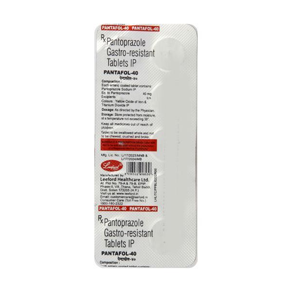 Pantafol 40mg Tablet 10'S - Ulcer/Reflux/Flatulence-Aaa