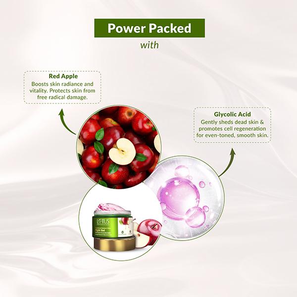 Lotus Botanicals GlycoBoost Radiant Skin Night Gel with Glycolic Acid & Red Apple 50 gm - Night Cream