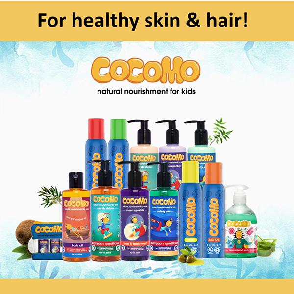 Cocomo Natural Kids Shampoo and Conditioner Minty Fragrance Reduces Hair Fall and Dandruff Minty Sea 200 ml - Baby Shampoo
