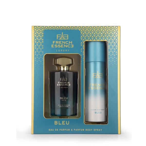 Netmeds | French Essence Bleu Gift Set - Deodorant Body Spray 120 ml + Perfume 60 ml 1's