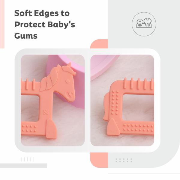 R for Rabbit Tiny Bites Safari Silicone Teether - Orange 1's - Feeding & Nursing