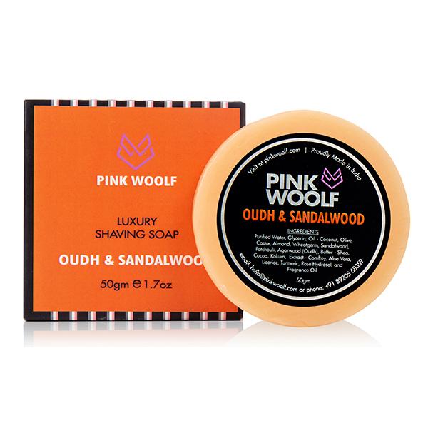 Pink Woolf Luxury Shaving Soap - Oudh & Sandalwood (Refill) 50 gm - Shaving Creams