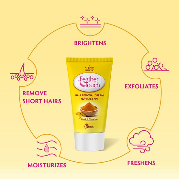Vi-John Women Feather Touch Hair Removal Cream - Haldi Chandan - Pack of 6 x 40 gm - Lotions & Creams