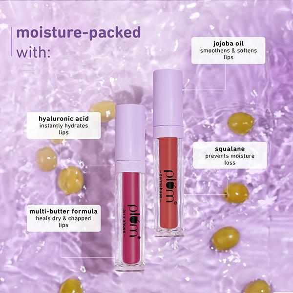 Plum Glassy Glaze Lip Lacquer 3-In-1 Lipstick + Lip Balm + Gloss 09 Toasted Almond 4.5 ml - Liquid Lipsticks