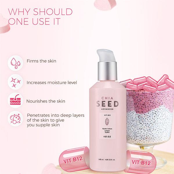 The Face Shop Chia Seed Advanced Vit B12 Hydro Lotion 145ml - Lotions & Creams