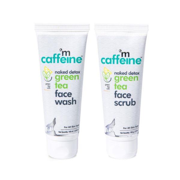 Netmeds | mCaffeine Quick Green Tea Detox Kit - Cleanse & Exfoliate 200 gm