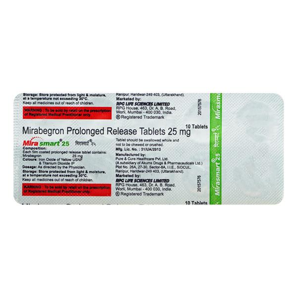 Mirasmart 25mg Tablet 10'S - Bladder And Prostate Disorders-Dru