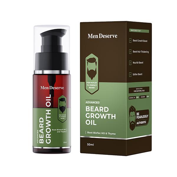 Netmeds | Men Deserve Advanced Beard Growth Oil Root Biotec HO & Thyme for Patchy To Perfect Beard 50ml