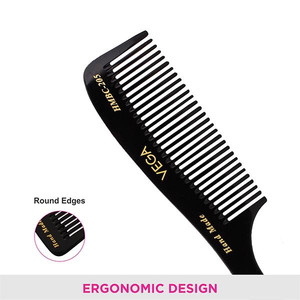 Vega Handcrafted Black Comb (HMBC - 205) 1's - Hair Combs
