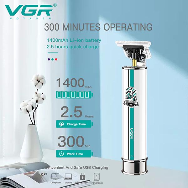 VGR V-079 Trimmer 300 min Runtime 4 Length Settings (White) 1's - Trimmers