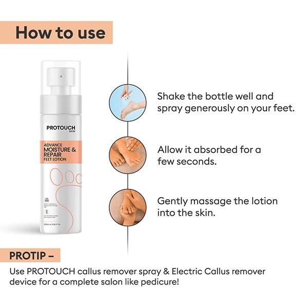 Protouch Advance Moisture and Repair Feet Lotion, Deeply Hydrating and Moisturizing Lotion Spray 100 ml - Foot Creams & Lotions