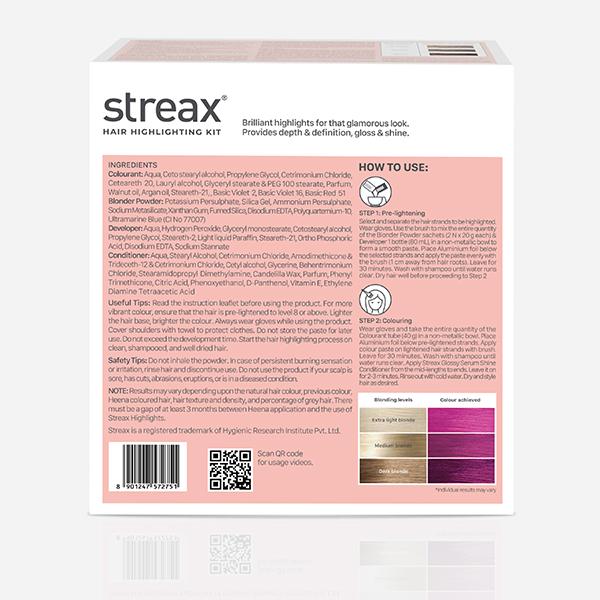 Streax Ultralights Hair Colour Highlight Kit, Pink Hair Colour, Plush Pink, 1's - Crème