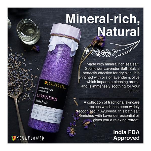 Soulflower Aroma Bath Salt - Lavender 500 gm - Bath Salts