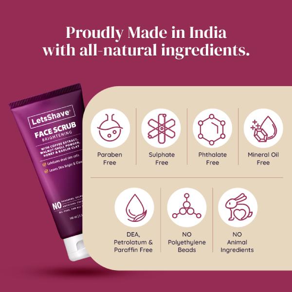 LetsShave Brightening Face Scrub 100 ml - Face Wash & Cleansers
