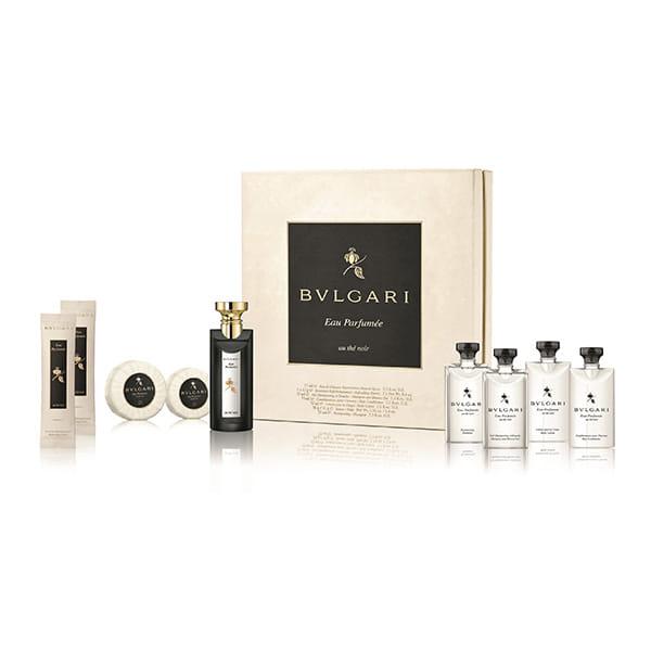BVLGARI Eau Parfumee Au The Noir Guest Gift Set (Eau de Cologne75ml + Shampoo75ml + Shampoo Shower Gel75ml + Hair Conditioner 75ml + Body Lotion 75ml + Soap75g + Soap50g + Towel12gx2) 375 ml