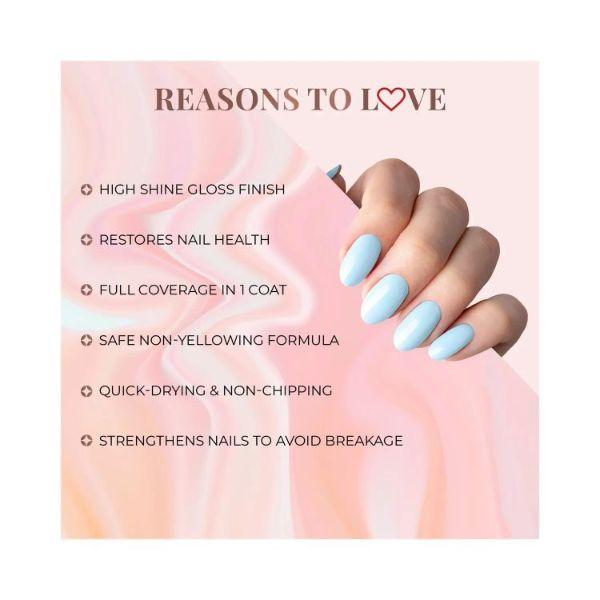 Just Herbs Nail Polish 21 Free Formula, Quick Dry, Glossy, Icy Blu Sweet Almond Jojopaoil 6ml - Nail Polish